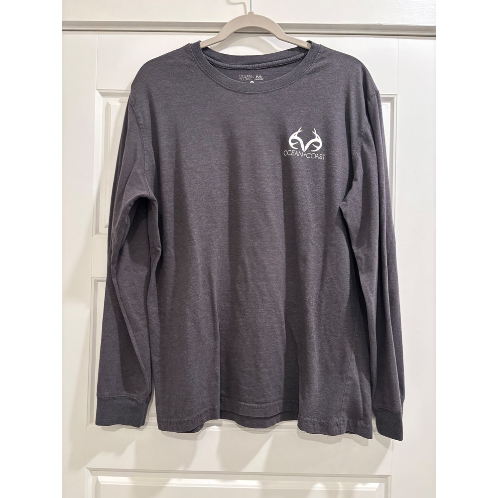Ocean + Coast Realtree Mens XL Long Sleeve Graphic T-Shirt Hunting Dog Gray